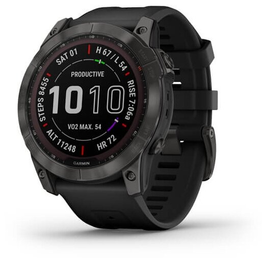 Умные часы Garmin Fenix 7X Sapphire Solar черные, кожанный ремешок